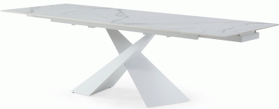 Dining Room Furniture Marble-Look Tables 9113 Dinning Table White w/ext