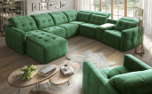 Brands Galla Leather Collection, Europe Cantata Sectional w/Bed & Recliner