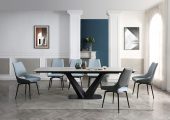 Dining Room Furniture Kitchen Tables and Chairs Sets 9189 Table with 1239 blue chairs