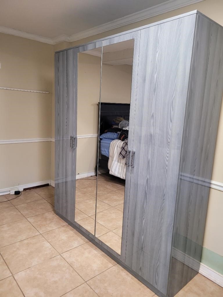 Nicole 4 Door Wardrobe Grey Real Life Photo