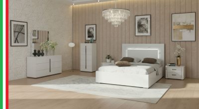 Bedroom Furniture Modern Bedrooms QS and KS Carrara Bed with Anna Nightstands