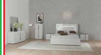 Bedroom Furniture Modern Bedrooms QS and KS Carrara Bed with Bianca Marble Nightstands