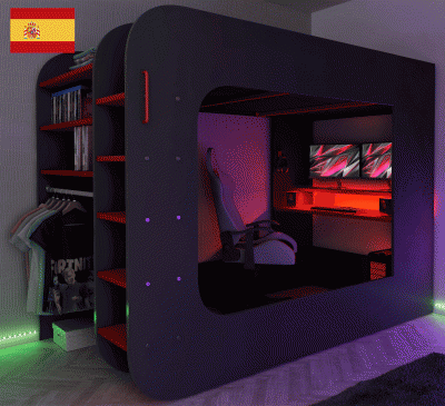 Bedroom Furniture Twin Size Kids Bedrooms Gamer Bed Red & Black