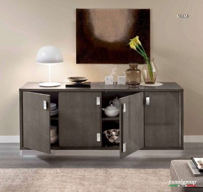 Dining Room Furniture China Cabinets and Buffets Platinum 4 Door Buffet w/Mirror