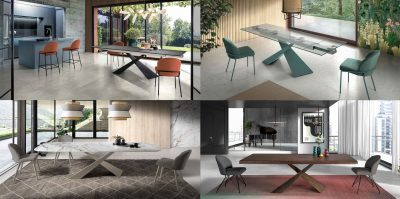 Dining Room Furniture Marble-Look Tables Jasper Dining Tables with Eda chairs