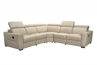 Living Room Furniture Reclining and Sliding Seats Sets 6021 Cream Sectional w/ manual recliners