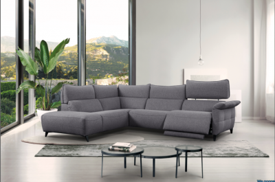 Living Room Furniture Reclining and Sliding Seats Sets Challenger Sectional Left w/Electric Recliner
