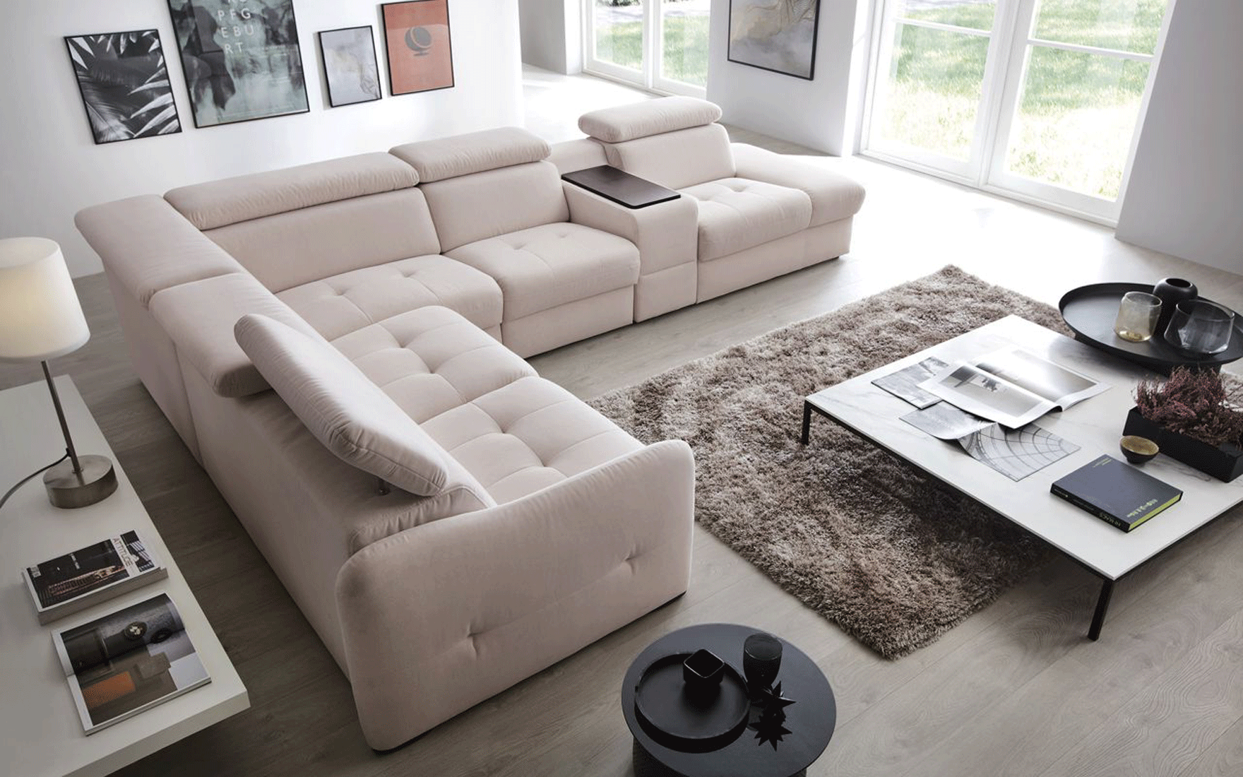 Almighty Burgundy Learning Domani Sectional w/Recliner, storage, Galla Leather Collection, Europe,  Brands