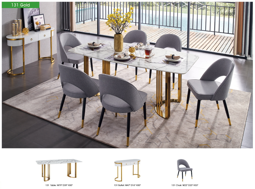 131 Gold Marble Dining, Kitchen Tables and Chairs Sets, Dining Room ...