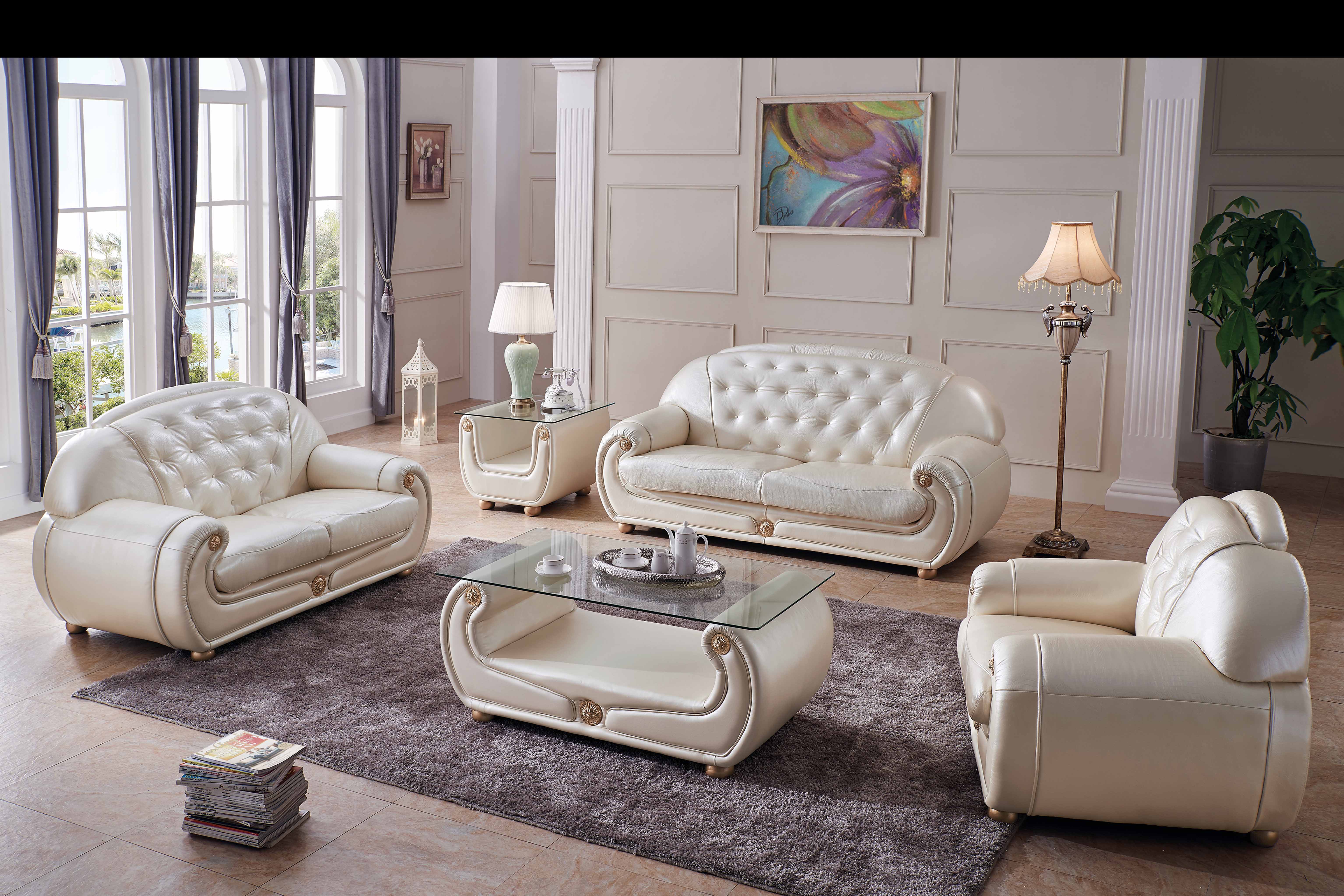 Giza Full Leather in Beige, Sofas Loveseats and Chairs, Living Room ...