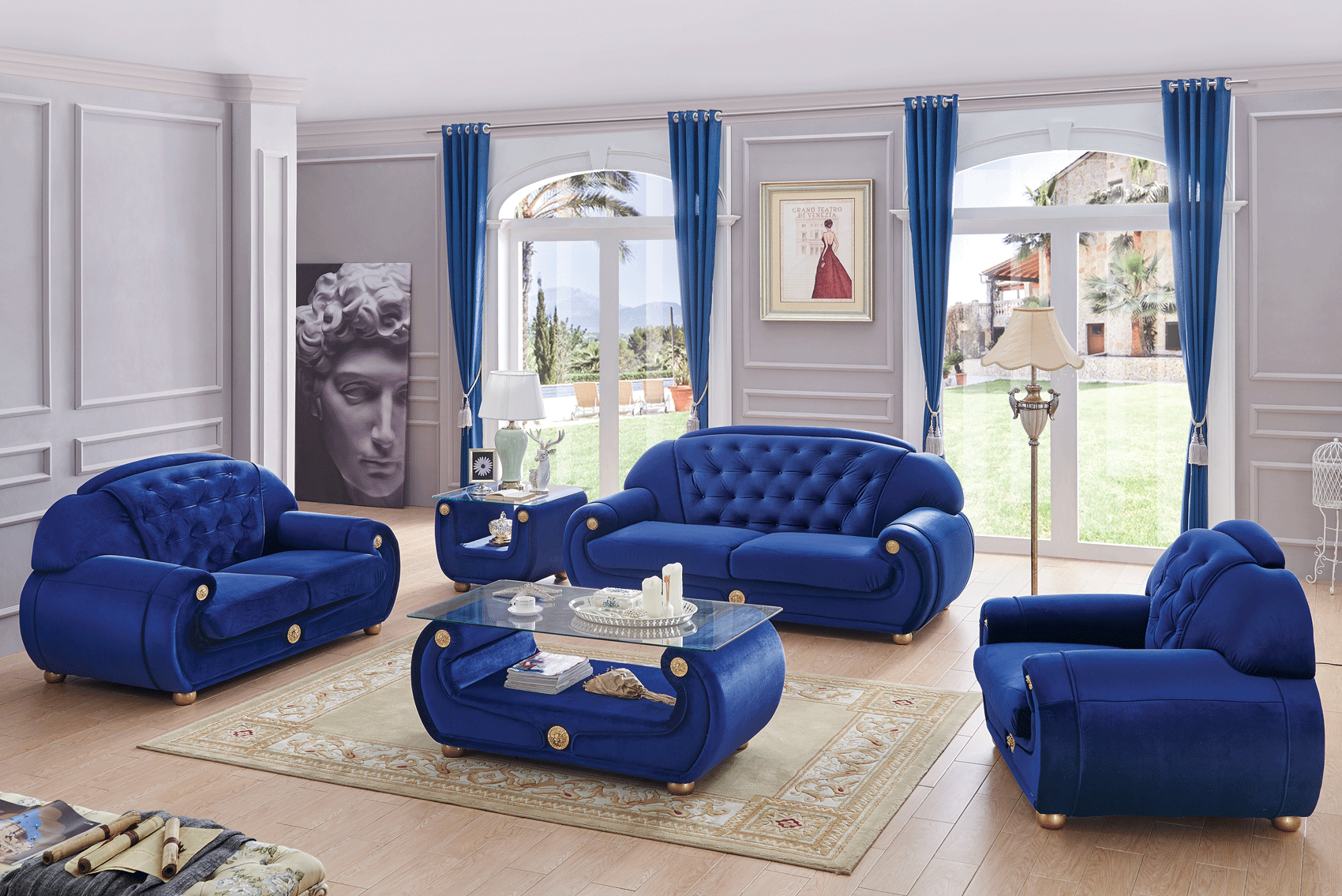 Giza Fabric In Dark Blue Sofas