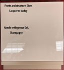 Fronts and structure: Gloss lacquered barley
Handle with groove in Col. Champagne