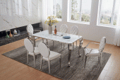 Dining Room Furniture Kitchen Tables and Chairs Sets 110 Marble Dining Table with 110 White Chairs